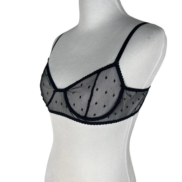 Mina Lisa Mesh Clip Dot Balconette Bra In Onyx XS - Picture 7 of 8